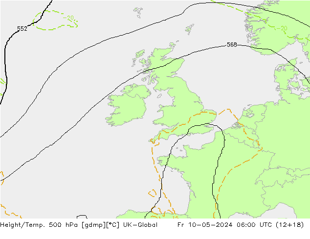 Height/Temp. 500 hPa UK-Global Fr 10.05.2024 06 UTC