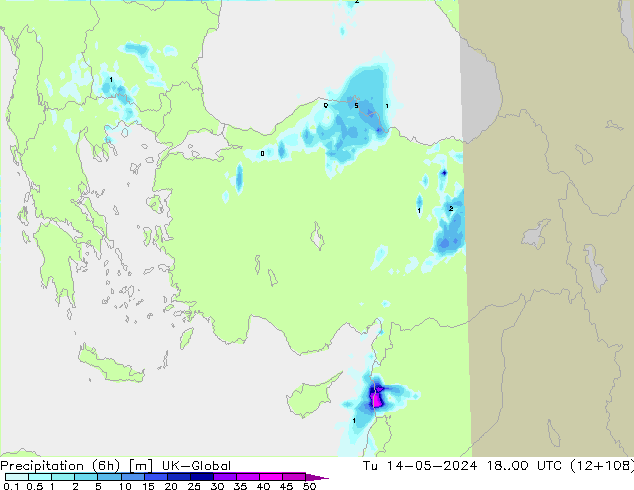 Precipitação (6h) UK-Global Ter 14.05.2024 00 UTC