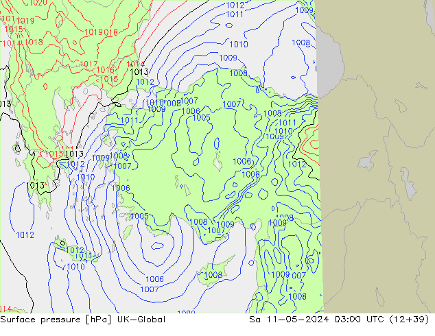 Surface pressure UK-Global Sa 11.05.2024 03 UTC