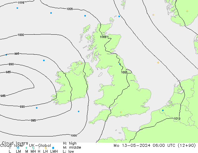 Wolkenlagen UK-Global ma 13.05.2024 06 UTC