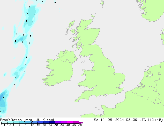 Precipitazione UK-Global sab 11.05.2024 09 UTC