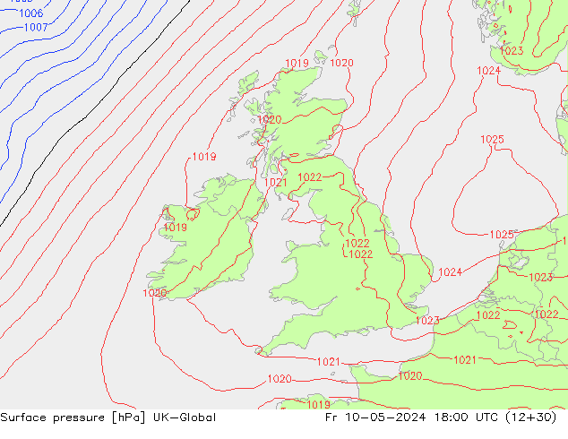 Presión superficial UK-Global vie 10.05.2024 18 UTC
