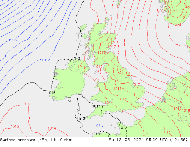 Surface pressure UK-Global Su 12.05.2024 06 UTC