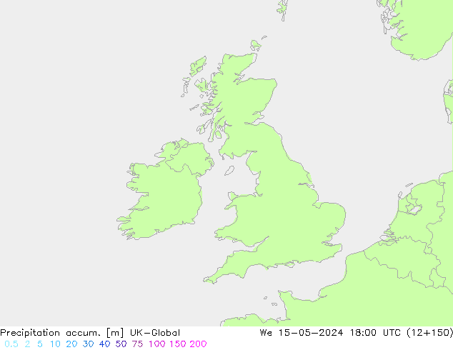 Precipitation accum. UK-Global We 15.05.2024 18 UTC