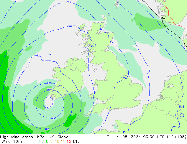 High wind areas UK-Global Tu 14.05.2024 00 UTC