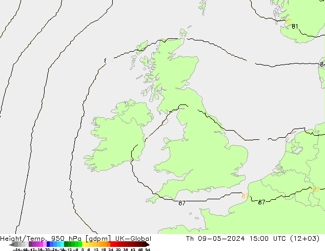 Yükseklik/Sıc. 950 hPa UK-Global Per 09.05.2024 15 UTC