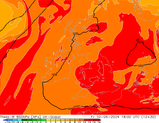 Theta-W 850hPa UK-Global Fr 10.05.2024 18 UTC