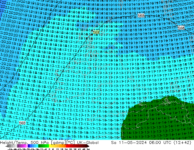 Height/Temp. 500 hPa UK-Global Sa 11.05.2024 06 UTC