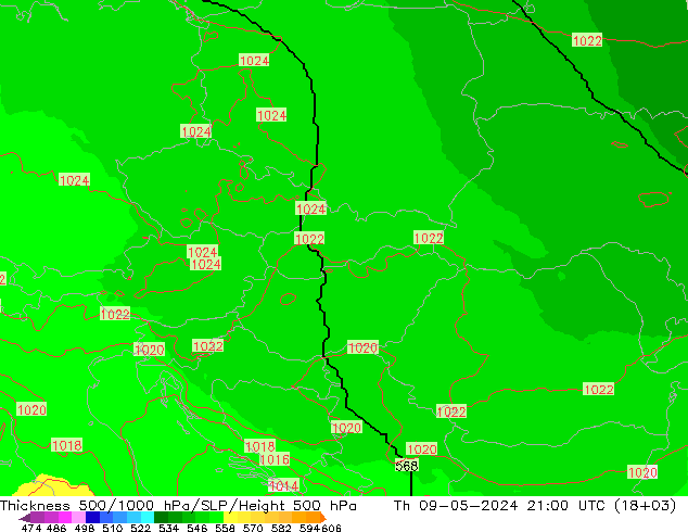 Thck 500-1000hPa UK-Global Th 09.05.2024 21 UTC