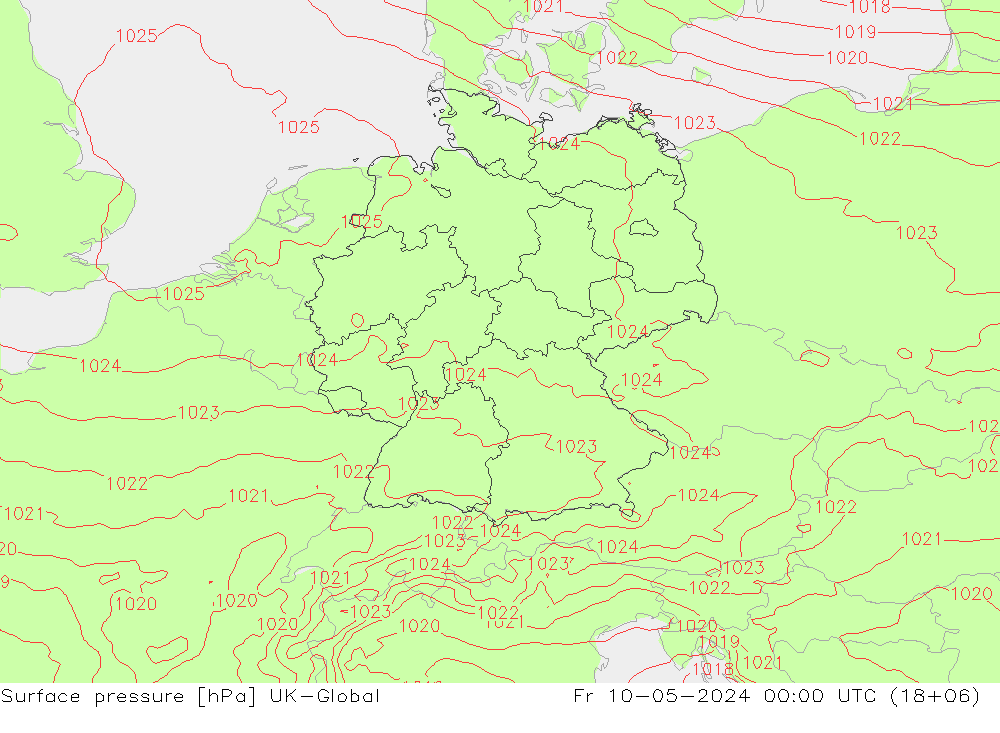 Surface pressure UK-Global Fr 10.05.2024 00 UTC