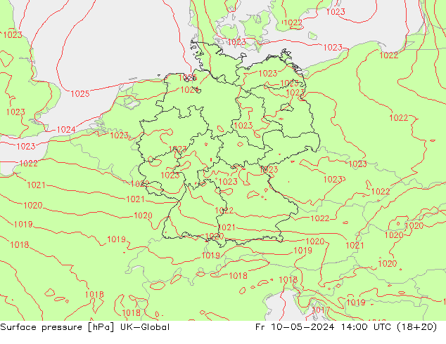 Luchtdruk (Grond) UK-Global vr 10.05.2024 14 UTC