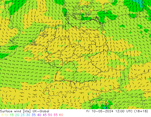 Surface wind UK-Global Fr 10.05.2024 12 UTC