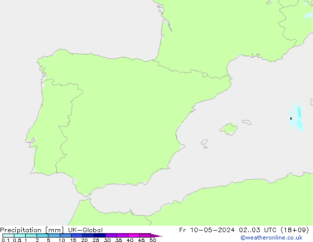 Srážky UK-Global Pá 10.05.2024 03 UTC
