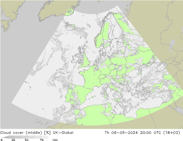 Cloud cover (middle) UK-Global Th 09.05.2024 20 UTC