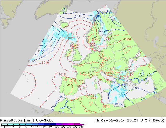 Precipitation UK-Global Th 09.05.2024 21 UTC