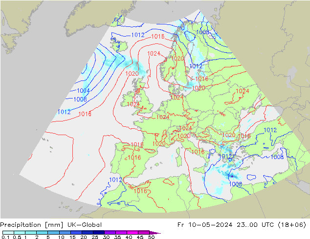 Precipitazione UK-Global ven 10.05.2024 00 UTC