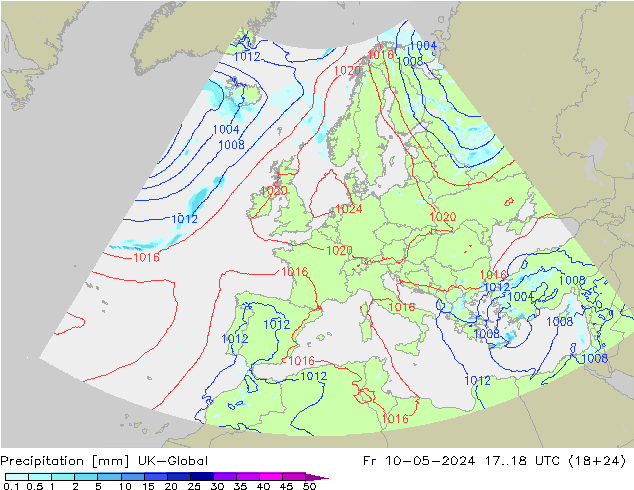 Precipitation UK-Global Fr 10.05.2024 18 UTC