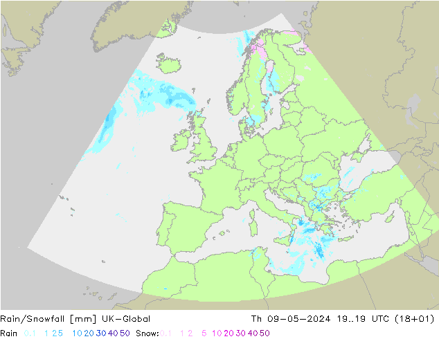 Regen/Schneefall UK-Global Do 09.05.2024 19 UTC