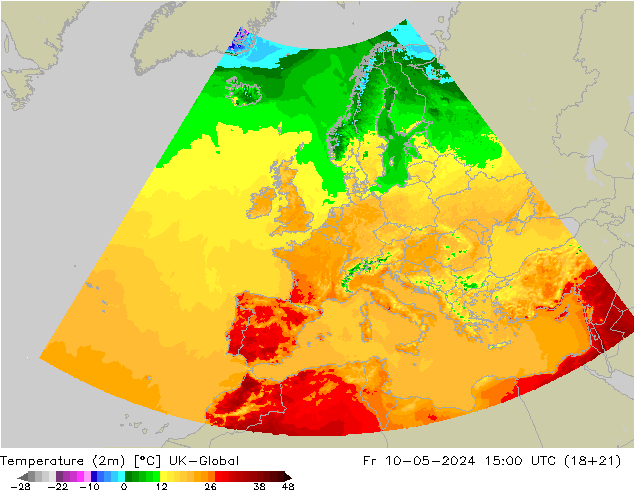 Temperature (2m) UK-Global Fr 10.05.2024 15 UTC