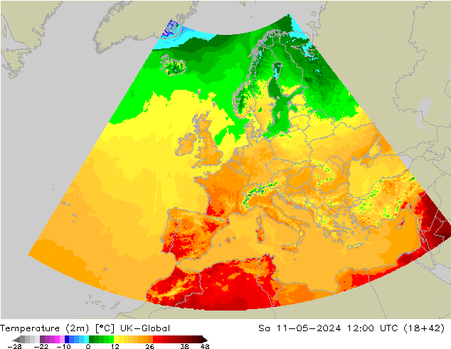 Temperature (2m) UK-Global Sa 11.05.2024 12 UTC