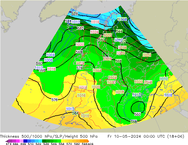 Thck 500-1000hPa UK-Global Pá 10.05.2024 00 UTC