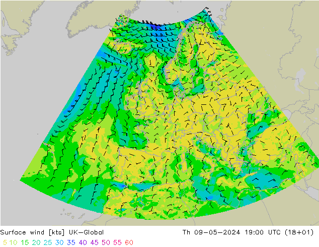 ветер 10 m UK-Global чт 09.05.2024 19 UTC
