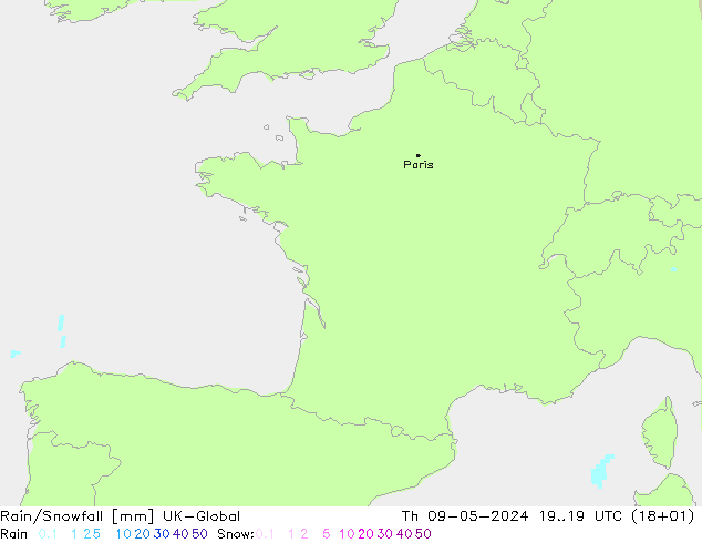Lluvia/nieve UK-Global jue 09.05.2024 19 UTC