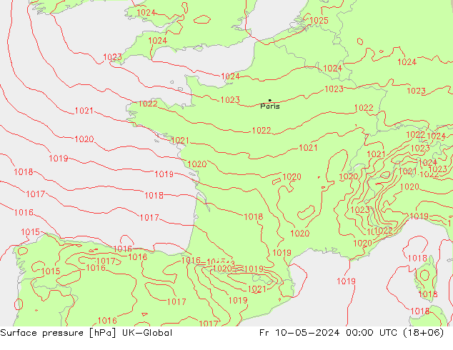 Surface pressure UK-Global Fr 10.05.2024 00 UTC