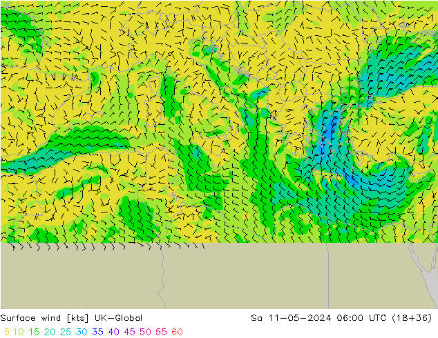Surface wind UK-Global Sa 11.05.2024 06 UTC