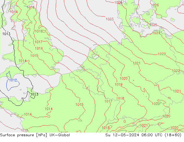 地面气压 UK-Global 星期日 12.05.2024 06 UTC