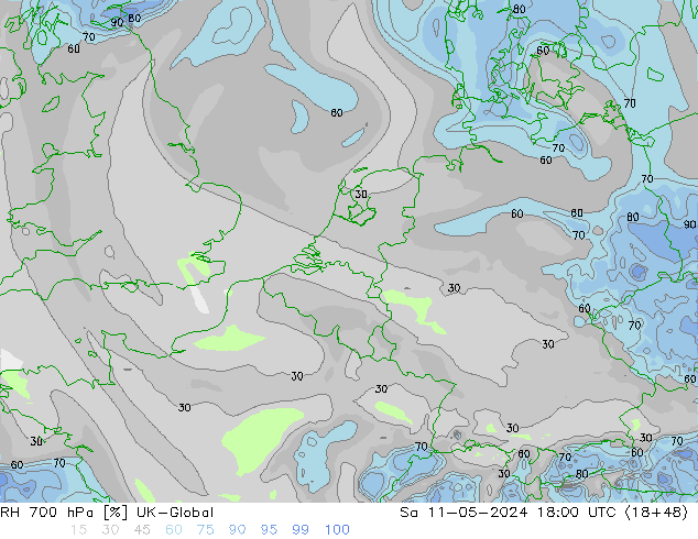RH 700 hPa UK-Global Sa 11.05.2024 18 UTC
