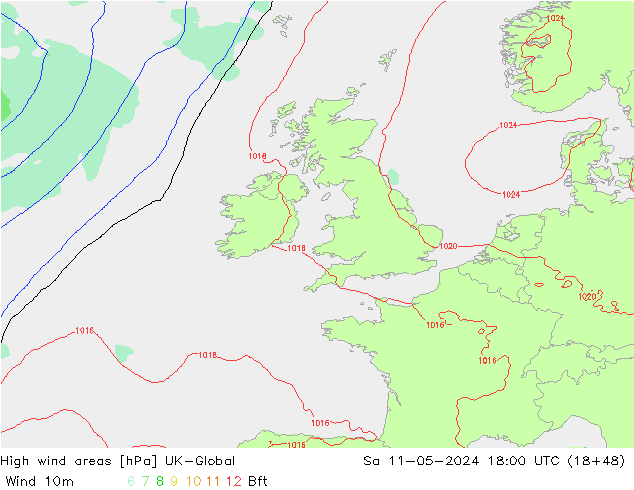 High wind areas UK-Global sam 11.05.2024 18 UTC