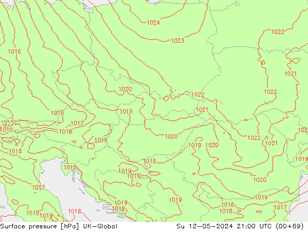 Surface pressure UK-Global Su 12.05.2024 21 UTC