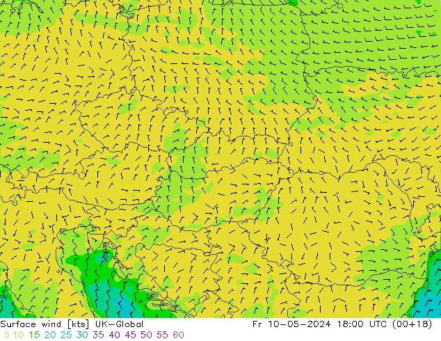 Wind 10 m UK-Global vr 10.05.2024 18 UTC