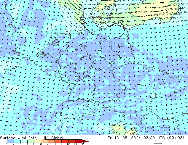 Bodenwind (bft) UK-Global Fr 10.05.2024 03 UTC