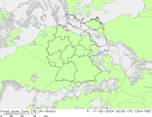 zachmurzenie (niskie) UK-Global pt. 17.05.2024 00 UTC