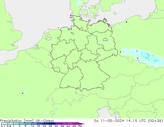 Niederschlag UK-Global Sa 11.05.2024 15 UTC