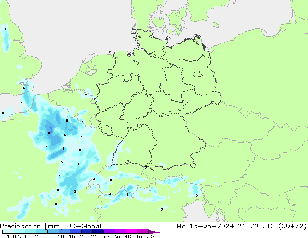 Neerslag UK-Global ma 13.05.2024 00 UTC