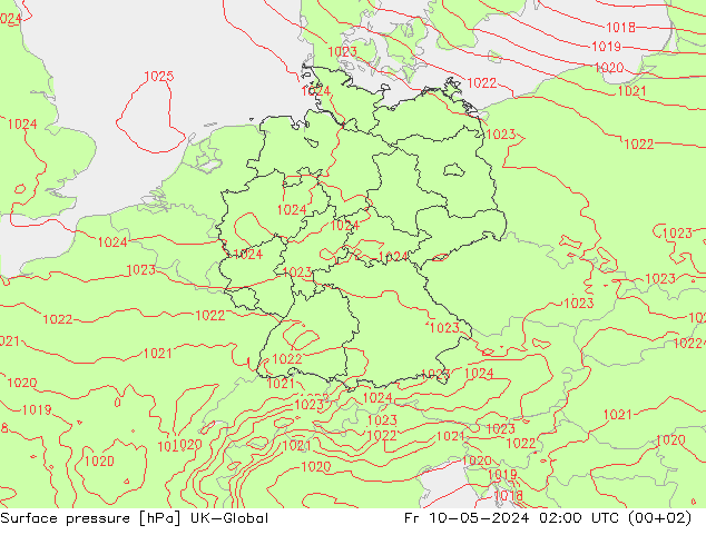 地面气压 UK-Global 星期五 10.05.2024 02 UTC