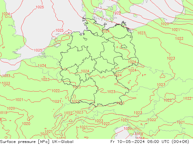 Presión superficial UK-Global vie 10.05.2024 06 UTC