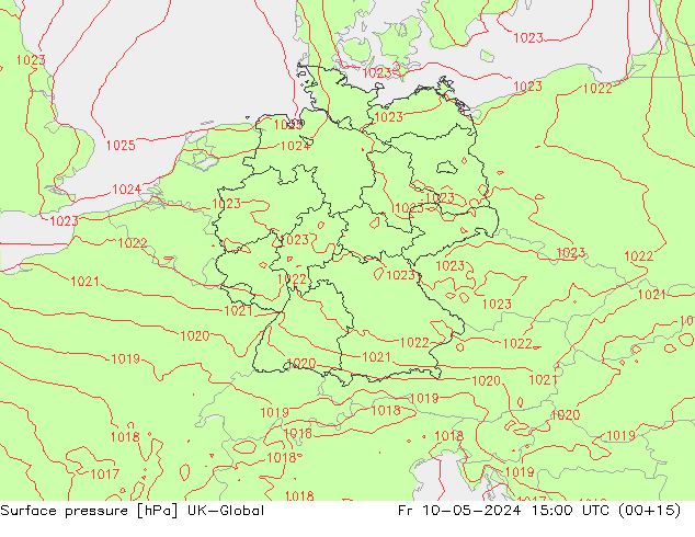 Surface pressure UK-Global Fr 10.05.2024 15 UTC