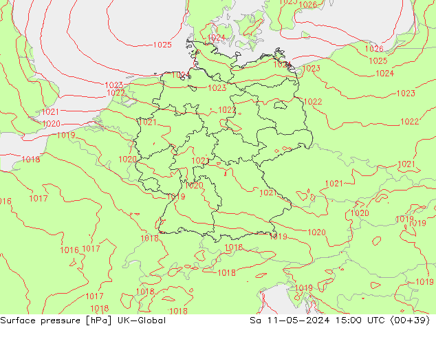 Luchtdruk (Grond) UK-Global za 11.05.2024 15 UTC