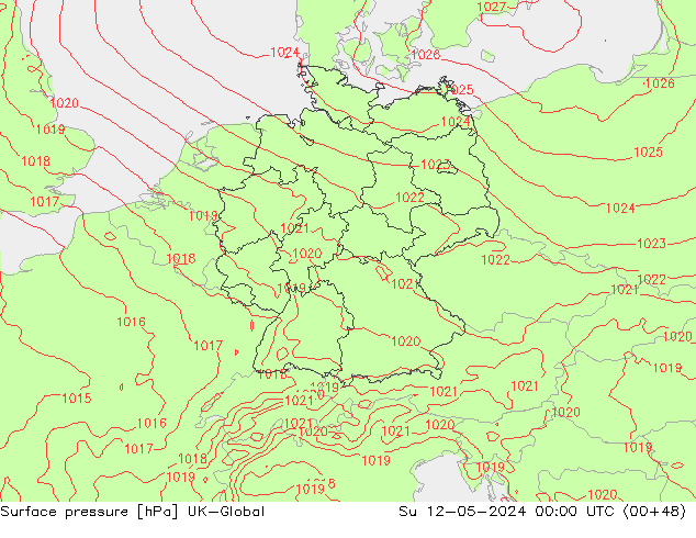 Atmosférický tlak UK-Global Ne 12.05.2024 00 UTC