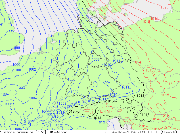 Atmosférický tlak UK-Global Út 14.05.2024 00 UTC