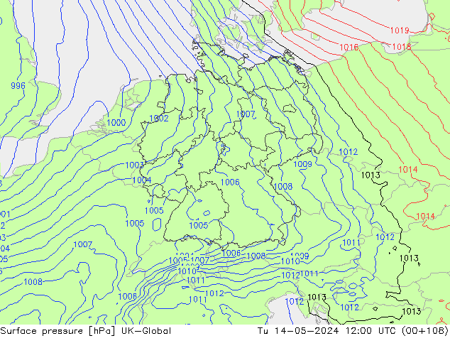 pression de l'air UK-Global mar 14.05.2024 12 UTC