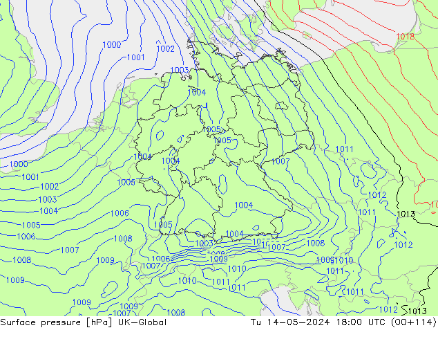 Presión superficial UK-Global mar 14.05.2024 18 UTC