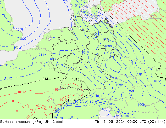 Atmosférický tlak UK-Global Čt 16.05.2024 00 UTC