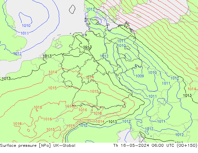 приземное давление UK-Global чт 16.05.2024 06 UTC
