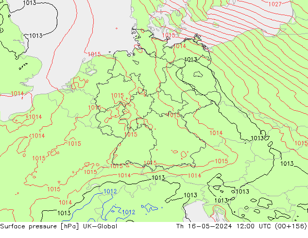 Atmosférický tlak UK-Global Čt 16.05.2024 12 UTC
