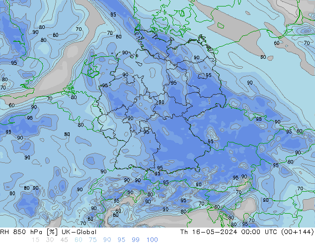 Humedad rel. 850hPa UK-Global jue 16.05.2024 00 UTC